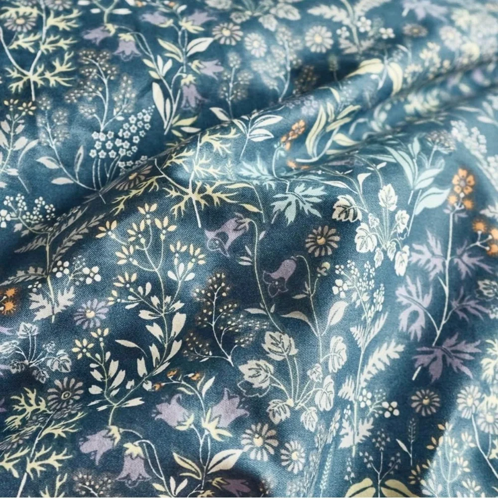 NEW Anthro Blue Floral Cotton Boho King Queen Full Size Bedding Duvet & Sham Set